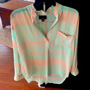 Lumiere green and tan blouse